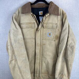 Vintage Carhartt C03 BRN Coat Jacket Duck Arctic Quilted Lined Faded Distressed